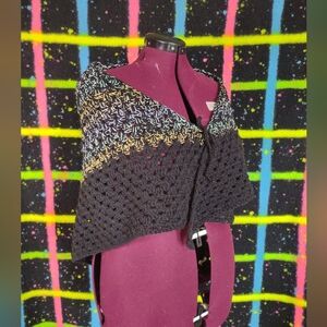 Rainbow Black Crochet Shawl
